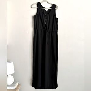 Mud Pie Black tie waist sleeveless side slit scoop neck dress M
